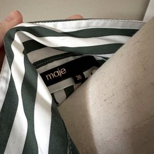 Maje Striped Shirtdress in Ecru/Green Size 36 - Worn Once for Wimbledon!